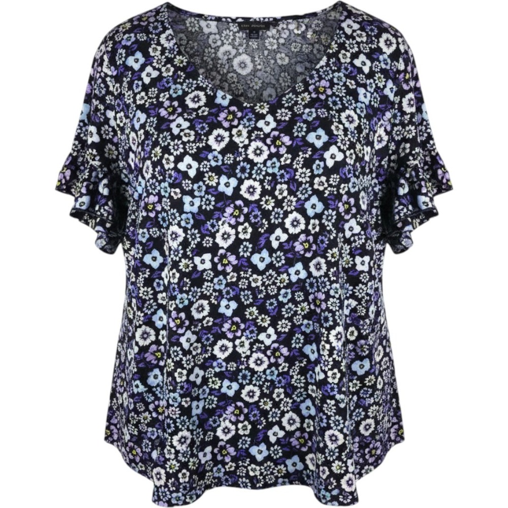 nwt lane bryant dark floral whimsigoth ruffle sleeve top 24 forest fairy grunge